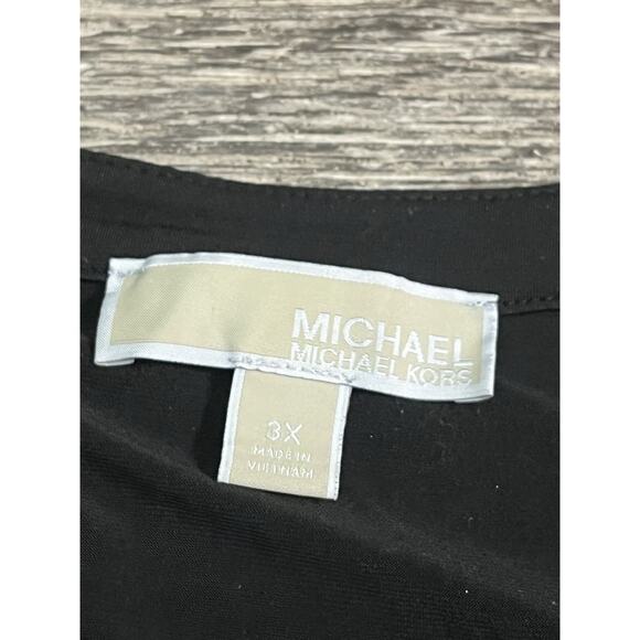 Michael Kors Womens 3XL Black Zip Front Roll Tab Sleeve Blouse Top Lightweight - Picture 3 of 8